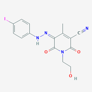 (5Z)-1-(2-hydroxyethyl)-5-[(4-iodophenyl)hydrazinylidene]-4-methyl-2,6-dioxopyridine-3-carbonitrile