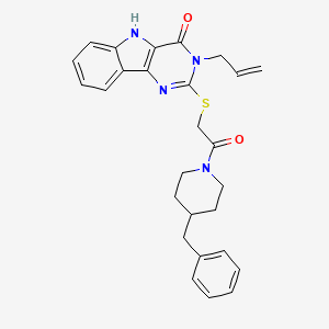 molecular formula C27H28N4O2S B2835864 3-allyl-2-((2-(4-benzylpiperidin-1-yl)-2-oxoethyl)thio)-3H-pyrimido[5,4-b]indol-4(5H)-one CAS No. 888445-87-2