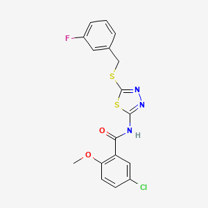 molecular formula C17H13ClFN3O2S2 B2835867 5-chloro-N-(5-((3-fluorobenzyl)thio)-1,3,4-thiadiazol-2-yl)-2-methoxybenzamide CAS No. 393569-27-2