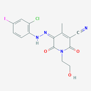 (5Z)-5-[(2-chloro-4-iodophenyl)hydrazinylidene]-1-(2-hydroxyethyl)-4-methyl-2,6-dioxopyridine-3-carbonitrile