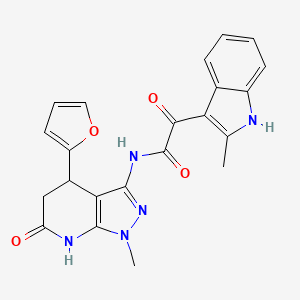 N-(4-(furan-2-yl)-1-methyl-6-oxo-4,5,6,7-tetrahydro-1H-pyrazolo[3,4-b]pyridin-3-yl)-2-(2-methyl-1H-indol-3-yl)-2-oxoacetamide