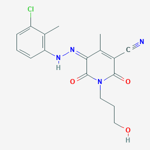 (5Z)-5-[(3-chloro-2-methylphenyl)hydrazinylidene]-1-(3-hydroxypropyl)-4-methyl-2,6-dioxopyridine-3-carbonitrile