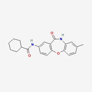 molecular formula C21H22N2O3 B2835881 N-(8-甲基-11-氧代-10,11-二氢二苯并[b,f][1,4]噁唑-2-基)环己基甲酰胺 CAS No. 922083-28-1