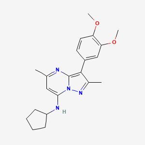 molecular formula C21H26N4O2 B2835883 N-cyclopentyl-3-(3,4-dimethoxyphenyl)-2,5-dimethylpyrazolo[1,5-a]pyrimidin-7-amine CAS No. 900297-94-1