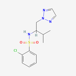 molecular formula C13H17ClN4O2S B2835901 2-chloro-N-(3-methyl-1-(2H-1,2,3-triazol-2-yl)butan-2-yl)benzenesulfonamide CAS No. 2034343-80-9