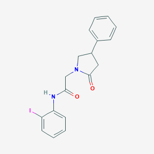 molecular formula C18H17IN2O2 B283591 N-(2-iodophenyl)-2-(2-oxo-4-phenyl-1-pyrrolidinyl)acetamide 