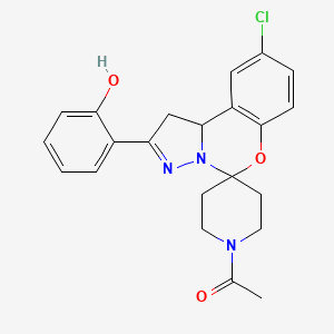 molecular formula C22H22ClN3O3 B2835911 1-(9-Chloro-2-(2-hydroxyphenyl)-1,10b-dihydrospiro[benzo[e]pyrazolo[1,5-c][1,3]oxazine-5,4'-piperidin]-1'-yl)ethanone CAS No. 899983-62-1