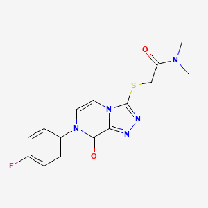 molecular formula C15H14FN5O2S B2835926 2-((7-(4-fluorophenyl)-8-oxo-7,8-dihydro-[1,2,4]triazolo[4,3-a]pyrazin-3-yl)thio)-N,N-dimethylacetamide CAS No. 1226443-84-0