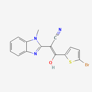 molecular formula C15H10BrN3OS B2835934 (E)-3-(5-溴噻吩-2-基)-2-(1-甲基-1H-苯并[d]咪唑-2(3H)-基)-3-氧代丙烯腈 CAS No. 476279-78-4