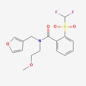 molecular formula C16H17F2NO5S B2835936 2-((二氟甲基)磺酰)-N-(呋喃-3-基甲基)-N-(2-甲氧基乙基)苯甲酰胺 CAS No. 1797967-28-2
