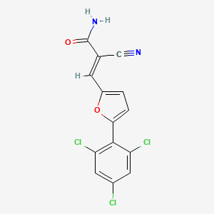 molecular formula C14H7Cl3N2O2 B2835938 (2E)-2-cyano-3-[5-(2,4,6-trichlorophenyl)furan-2-yl]prop-2-enamide CAS No. 299936-41-7