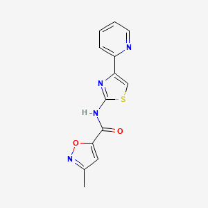 molecular formula C13H10N4O2S B2835944 3-methyl-N-(4-(pyridin-2-yl)thiazol-2-yl)isoxazole-5-carboxamide CAS No. 946286-35-7