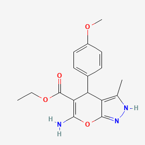 molecular formula C17H19N3O4 B2835946 乙基-6-氨基-4-(4-甲氧基苯基)-3-甲基-1,4-二氢吡喃[2,3-c]吡唑-5-甲酸酯 CAS No. 448229-93-4
