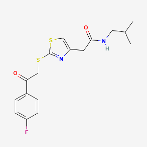 molecular formula C17H19FN2O2S2 B2835947 2-(2-((2-(4-fluorophenyl)-2-oxoethyl)thio)thiazol-4-yl)-N-isobutylacetamide CAS No. 1020979-89-8