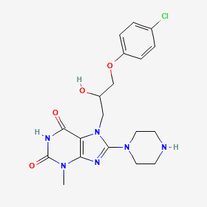 molecular formula C19H23ClN6O4 B2835951 7-(3-(4-氯苯氧基)-2-羟基丙基)-3-甲基-8-(哌嗪-1-基)-1H-嘧啶-2,6(3H,7H)-二酮 CAS No. 879071-95-1