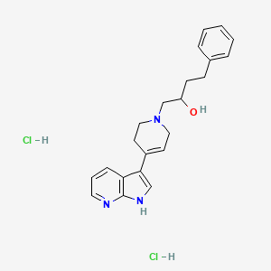 molecular formula C22H27Cl2N3O B2835953 4-苯基-1-[4-(1H-吡咯[2,3-b]吡啶-3-基)-3,6-二氢-2H-嘧啶-1-基]丁-2-醇;二盐酸盐 CAS No. 2580239-55-8