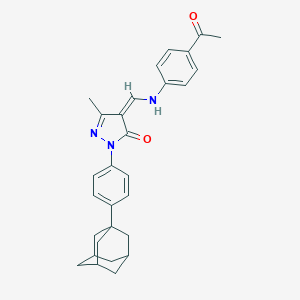 molecular formula C29H31N3O2 B283596 (4Z)-4-[(4-acetylanilino)methylidene]-2-[4-(1-adamantyl)phenyl]-5-methylpyrazol-3-one 