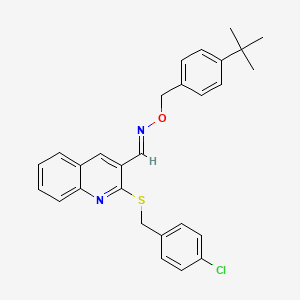 molecular formula C28H27ClN2OS B2835969 2-[(4-chlorobenzyl)sulfanyl]-3-quinolinecarbaldehyde O-[4-(tert-butyl)benzyl]oxime CAS No. 692287-20-0