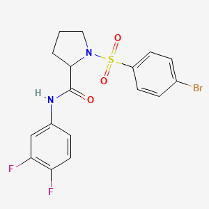 molecular formula C17H15BrF2N2O3S B2835985 1-(4-bromobenzenesulfonyl)-N-(3,4-difluorophenyl)pyrrolidine-2-carboxamide CAS No. 317377-76-7