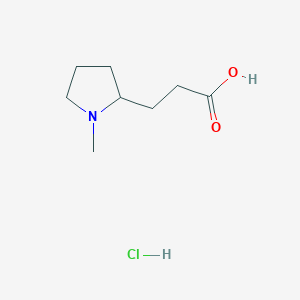 molecular formula C8H16ClNO2 B2836008 3-(1-Methylpyrrolidin-2-yl)propanoic acid hydrochloride CAS No. 18325-19-4