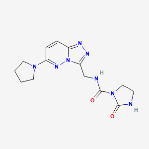 molecular formula C14H18N8O2 B2836011 2-oxo-N-((6-(pyrrolidin-1-yl)-[1,2,4]triazolo[4,3-b]pyridazin-3-yl)methyl)imidazolidine-1-carboxamide CAS No. 2034549-68-1