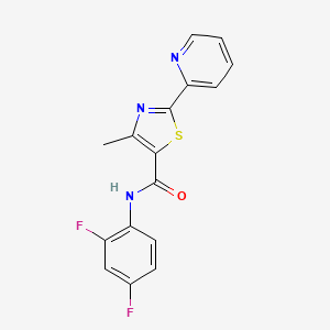 molecular formula C16H11F2N3OS B2836022 N-(2,4-difluorophenyl)-4-methyl-2-(2-pyridinyl)-1,3-thiazole-5-carboxamide CAS No. 400079-01-8