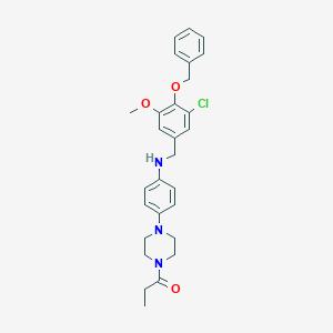 molecular formula C28H32ClN3O3 B283603 N-[4-(benzyloxy)-3-chloro-5-methoxybenzyl]-N-[4-(4-propionyl-1-piperazinyl)phenyl]amine 