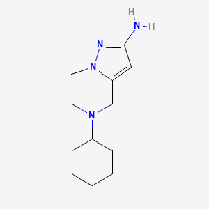 molecular formula C12H22N4 B2836044 5-{[cyclohexyl(methyl)amino]methyl}-1-methyl-1H-pyrazol-3-amine CAS No. 1856046-60-0