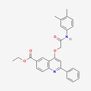 molecular formula C28H26N2O4 B2836050 Ethyl 4-(2-((3,4-dimethylphenyl)amino)-2-oxoethoxy)-2-phenylquinoline-6-carboxylate CAS No. 1114835-35-6