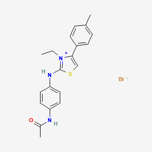 molecular formula C20H22BrN3OS B2836062 2-[(4-Acetamidophenyl)amino]-3-ethyl-4-(4-methylphenyl)-1,3-thiazol-3-ium bromide CAS No. 477525-36-3