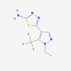 molecular formula C8H8F3N5S B2836063 5-[1-Ethyl-5-(trifluoromethyl)pyrazol-4-yl]-1,3,4-thiadiazol-2-amine CAS No. 1946823-21-7