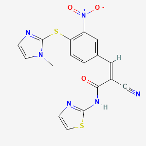 molecular formula C17H12N6O3S2 B2836068 (Z)-2-Cyano-3-[4-(1-methylimidazol-2-yl)sulfanyl-3-nitrophenyl]-N-(1,3-thiazol-2-yl)prop-2-enamide CAS No. 735288-83-2
