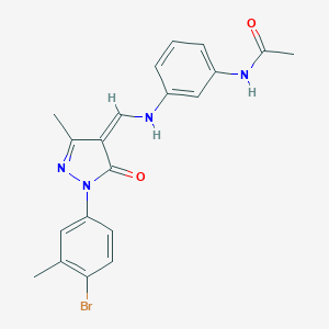 molecular formula C20H19BrN4O2 B283607 N-[3-[[(Z)-[1-(4-bromo-3-methylphenyl)-3-methyl-5-oxopyrazol-4-ylidene]methyl]amino]phenyl]acetamide 