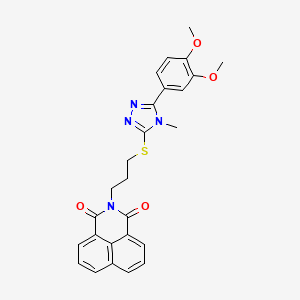 molecular formula C26H24N4O4S B2836074 2-[3-[[5-(3,4-Dimethoxyphenyl)-4-methyl-1,2,4-triazol-3-yl]sulfanyl]propyl]benzo[de]isoquinoline-1,3-dione CAS No. 690249-54-8