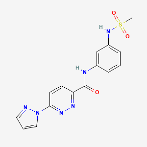 molecular formula C15H14N6O3S B2836079 N-(3-(methylsulfonamido)phenyl)-6-(1H-pyrazol-1-yl)pyridazine-3-carboxamide CAS No. 1351655-60-1