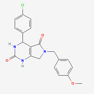 molecular formula C20H18ClN3O3 B2836086 4-(4-chlorophenyl)-6-(4-methoxybenzyl)-3,4,6,7-tetrahydro-1H-pyrrolo[3,4-d]pyrimidine-2,5-dione CAS No. 874594-42-0