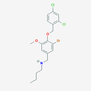molecular formula C19H22BrCl2NO2 B283610 N-{3-bromo-4-[(2,4-dichlorobenzyl)oxy]-5-methoxybenzyl}-N-butylamine 