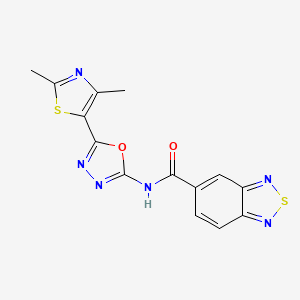 molecular formula C14H10N6O2S2 B2836100 N-(5-(2,4-二甲基噻唑-5-基)-1,3,4-噁二唑-2-基)苯并[c][1,2,5]噻二唑-5-甲酰胺 CAS No. 1251560-20-9