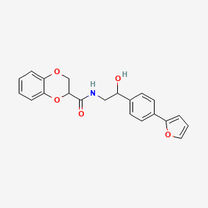 molecular formula C21H19NO5 B2836112 N-{2-[4-(呋喃-2-基)苯基]-2-羟基乙基}-2,3-二氢-1,4-苯并二氧杂环己-2-甲酰胺 CAS No. 2097934-60-4