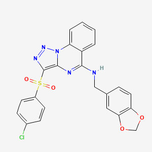 molecular formula C23H16ClN5O4S B2836116 N-(1,3-苯并二氧杂环[1,5-a]喹唑-5-基甲基)-3-[(4-氯苯基)磺酰][1,2,3]三唑并[1,5-a]喹唑-5-胺 CAS No. 895646-86-3