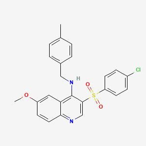 molecular formula C24H21ClN2O3S B2836125 3-((4-chlorophenyl)sulfonyl)-6-methoxy-N-(4-methylbenzyl)quinolin-4-amine CAS No. 895642-06-5