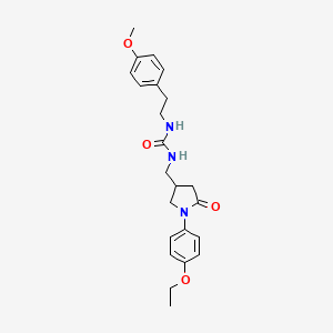 molecular formula C23H29N3O4 B2836133 1-((1-(4-Ethoxyphenyl)-5-oxopyrrolidin-3-yl)methyl)-3-(4-methoxyphenethyl)urea CAS No. 954610-99-2