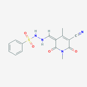 molecular formula C15H14N4O4S B283614 N'-[(Z)-(5-cyano-1,4-dimethyl-2,6-dioxopyridin-3-ylidene)methyl]benzenesulfonohydrazide 