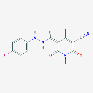 molecular formula C15H13FN4O2 B283615 (5Z)-5-[[2-(4-fluorophenyl)hydrazinyl]methylidene]-1,4-dimethyl-2,6-dioxopyridine-3-carbonitrile 
