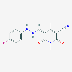 (5Z)-5-[[2-(4-fluorophenyl)hydrazinyl]methylidene]-1,4-dimethyl-2,6-dioxopyridine-3-carbonitrile