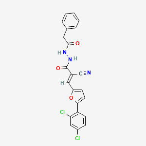 molecular formula C22H15Cl2N3O3 B2836152 (2E)-2-cyano-3-[5-(2,4-dichlorophenyl)furan-2-yl]-N'-(phenylacetyl)prop-2-enehydrazide CAS No. 468070-70-4