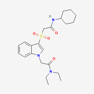 molecular formula C22H31N3O4S B2836154 2-(3-((2-(cyclohexylamino)-2-oxoethyl)sulfonyl)-1H-indol-1-yl)-N,N-diethylacetamide CAS No. 878057-07-9