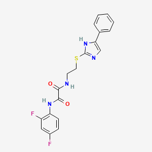molecular formula C19H16F2N4O2S B2836160 N1-(2,4-difluorophenyl)-N2-(2-((4-phenyl-1H-imidazol-2-yl)thio)ethyl)oxalamide CAS No. 897456-82-5