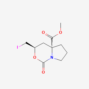 molecular formula C10H14INO4 B2836162 甲酸甲酯 (3R,4aR)-3-(碘甲基)-1-氧代-4,5,6,7-四氢-3H-吡咯并[1,2-c][1,3]噁嗪-4a-羧酸酯 CAS No. 2567489-90-9