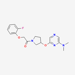 molecular formula C18H21FN4O3 B2836169 1-(3-((6-(Dimethylamino)pyrazin-2-yl)oxy)pyrrolidin-1-yl)-2-(2-fluorophenoxy)ethanone CAS No. 2034401-85-7
